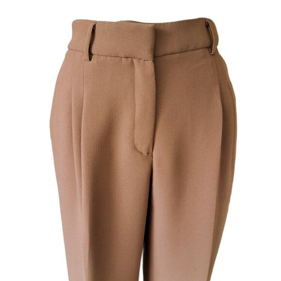 CYNTHIA ROWLEY Brown Pleated High Waisted Wide Leg Trouser Pant Size 10 Fall - Picture 2 of 7